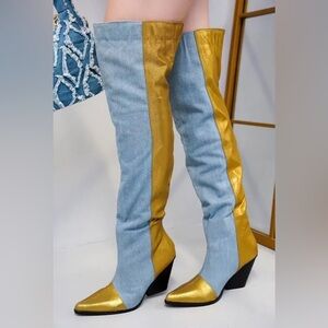 Cape Robbin Denim and Gold Boots
